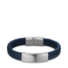 Billede af Bering Arctic Symphony blå læderarmbånd poleret stål (200 mm)