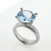 Billede af Ring 14 kt. hvg., akvamarin 14*12 mm. + 4 brill. a 0,015 ct. w/vs.