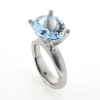 Billede af Ring 14 kt. hvg., akvamarin 14*12 mm. + 4 brill. a 0,015 ct. w/vs.
