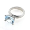 Billede af Ring 14 kt. hvg., akvamarin 14*12 mm. + 4 brill. a 0,015 ct. w/vs.