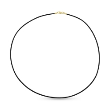 Billede af Læder halskæde  sort 1,4mm. sølvforg 42 cm.