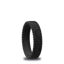 Billede af Bering ring Arctic Symphony inderring bred sort mesh - str. 57 (6)