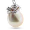 Billede af Vedhæng spiral af tråd barok fw. perle 26*19 mm. brill. 0,15 w/vs. 14 kt. hvg.