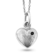 Billede af Vedhæng hjerte, massivt med  sort brill. 0,03 ct. 925s.