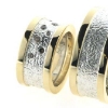 Billede af Ringe 14 kt. + sølv, bredde 10 mm., i damering 8 brill. coffee a 0,02 - 0,03 - 0,04 ct.