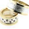 Billede af Ringe 14 kt. + sølv, bredde 10 mm., i damering 8 brill. coffee a 0,02 - 0,03 - 0,04 ct.