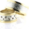 Billede af Ringe 14 kt. + sølv, bredde 10 mm., i damering 8 brill. coffee a 0,02 - 0,03 - 0,04 ct.
