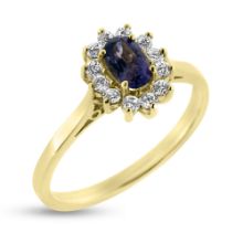 Billede af Rosetring med fac. syn. kunsit 6*4 mm. & 12 * syn. zirk. a 1,75 mm. 8 kt.
