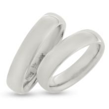 Billede af Vielses & Forlovelses ringe, 5 brill. 2*0,01, 2*0,02, 1*0,03 w/vs. 14 kt. hvg.