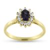 Billede af Rosetring med ægte fac. safir 6*4 mm. & 12 * brill. a 0,02 w/vs. 14 kt.
