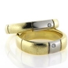 Billede af Vielses & Forlovelses ringe, brill. 2 a 0,03 w/vs.14 kt. + 14 kt. hvg.