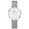 Billede af Daniel Wellington dameur Classic Petite Sterling 32 mm, hvid skive, mesh lænke, stål