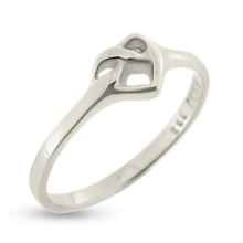 Billede af Ring "Cuddling Heart" 14 karat hvidguld