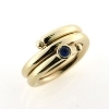 Billede af Ring spiral snoet, isat blå safir, 3 mm. tråd 8 kt.