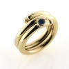 Billede af Ring spiral snoet, isat blå safir, 3 mm. tråd 8 kt.