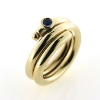 Billede af Ring spiral snoet, isat blå safir, 3 mm. tråd 8 kt.