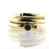 Billede af Ring spiral snoet, isat blå safir, 3 mm. tråd 8 kt.