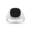 Billede af Herrering lukket bund, antik sl. sten, Onyx 12*12 mm 925s.