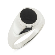 Billede af By Pind herrering blank overflade m åben bund sølv m. sort  onyx s 61