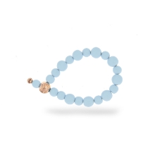 Billede af &Imagine armbånd Blue Sky m. 8-10mm emaljebeads rosaforgyldt lås 21 cm