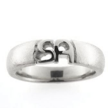 Billede af Herrering udsavet monogram 2 bogstaver sølv 925s