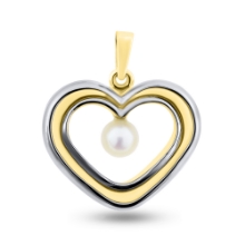Billede af Vedhæng af ringe m. øsken + patz, sv. perle 5½-6 mm. 14 kt.