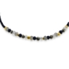 Billede af By Pind Colorful knyttet armbånd sølv forgyldt sort med bjergkrystal, pyrit og spinel