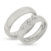 Billede af Vielses & Forlovelses ringe, damer. 3 hjerter med 3 brill. a 0,015 w/vs. fattet i hjerter 14 kt. hvg.