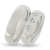 Billede af Vielses & Forlovelses ringe, damer. 3 hjerter med 3 brill. a 0,015 w/vs. fattet i hjerter 14 kt. hvg.