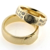 Billede af 1 par vielsesringe med afstøbning af fingeraftryk (fingeraftegning) D-ring med 23 brill. 14 kt.