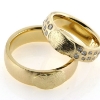 Billede af 1 par vielsesringe med afstøbning af fingeraftryk (fingeraftegning) D-ring med 23 brill. 14 kt.