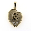 Billede af Vedhæng hjerte med monogram og fattet med 3 brill. a 0,02 w/vs. 14 kt.
