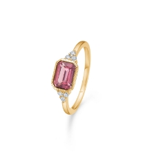 Billede af Mads Z "Elvira" ring 14 kt. guld m. pink turmalin + brillanter (str. 56)
