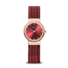 Billede af Bering Classic dameur stål rød mesh lænke 26mm safirglas rød urskive