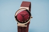 Billede af Bering Classic dameur stål rød mesh lænke 26mm safirglas rød urskive