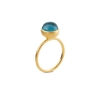 Billede af Susanne Friis Bjørner Ring sølv forgyldt med blå cabochon 8mm (str. 48-60)