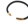 Billede af Men by Pind armbånd  sort rokkeskind med rosa stål lås (18-22cm)