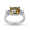 Billede af Ring med citrin og brillanter i 14 kt. hvidguld