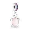 Billede af Pandora charm sølv havskildpadde med pink murano glas og lilla/pink krystal