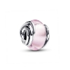 Billede af Pandora Moments Omkranset Lyserødt Muranoglas charm sølv