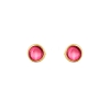 Billede af Susanne Friis Bjørner Ørestik sølv forgyldt cabochon pink krystal 5 mm