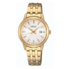 Billede af Seiko Classic dameur stål gulddoublé sølvfarvet skive 30mm 5 bar