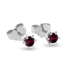 Billede af Ørestik rubin, 6 grab. fatning, 2*4,5 mm (ca a 0,25 ct) 14 kt hvg