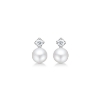 Billede af Mads Z "Crown Pearl" øreringe 14 kt. hvidguld m. 0,09 ct. brillant + kulturperler