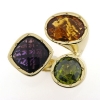 Billede af Ring fattet med 3 stene 14 kt.