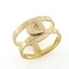 Billede af Ring, dobbelt skinne med hjerte og brill. 0,02 ct. 14 kt.