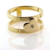 Billede af Ring, dobbelt skinne med hjerte og brill. 0,02 ct. 14 kt.
