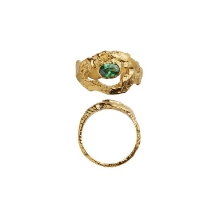 Billede af *STINE A ring My Love Rock m. grøn sten sølv forgyldt (str. 58)