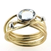 Billede af Ring unika med guldtråde, fac. oval akva. + 2 hvg. kg. 14 kt. (Trådring)