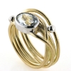 Billede af Ring unika med guldtråde, fac. oval akva. + 2 hvg. kg. 14 kt. (Trådring)